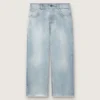 Blugi pentru băieți Golden din denim albastru deschis, cu logo brodat