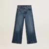 Blugi pentru fete cu croială bootcut, spălare medie și broderie