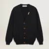 Cardigan din Golden Collection, din bumbac albastru închis, cu finisaj uzat