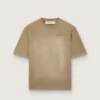 Cămășă unisex din jersey de bumbac bej cu logo brodat
