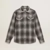 Cămașă gri pentru bărbați cu broderie albă