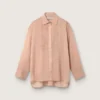 Cămașă oversized pentru femei din voal de bumbac coral cu detalii plisate