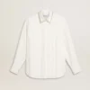 Cămașă pentru femei cu model cu dungi verticale și broderie cu cristale