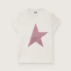 Cămășile pentru fete „Star” din jersey de bumbac alb cu stea roz strălucitoare