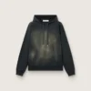 Hanorac unisex cu glugă din bumbac negru cu efect decolorat