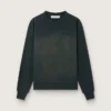 Hanorac unisex din bumbac negru cu aspect uzat, cu logo brodat
