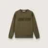 Hanorace unisex auriu din bumbac verde militar cu logo inversat