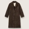 Palton cocoon pentru femei, cu un singur rând de nasturi, din lână cu motiv jacquard