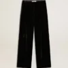 Pantaloni negri cu efect de catifea