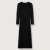 Rochie lungă pentru femei din plasă neagră cu paiete negre