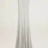 Rochie pentru femei de culoare albastru deschis, cu model cu dungi verticale