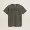 Rochie-tricou gri pentru femei, cu finisaj uzat