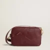 Star Bag din piele roșu-vin cu stea ton pe ton