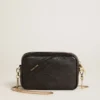 Star Bag mini din piele neagră cu stea ton pe ton