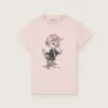 Tricou „Journey” pentru fete, din jersey de bumbac roz, cu imprimeu digital al mascotei