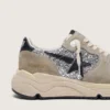 Adidași de alergare pentru femei cu Running Sole, în nuanțe de argintiu sclipitor și piele de căprioară gri porumbel