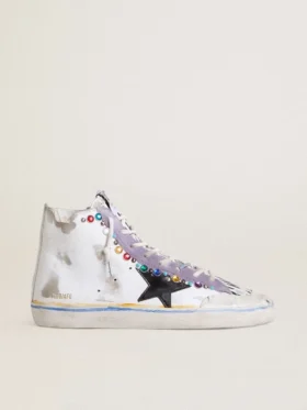 Adidași Francy Penstar LAB pentru femei, cu stea din piele neagră și ținte multicolore