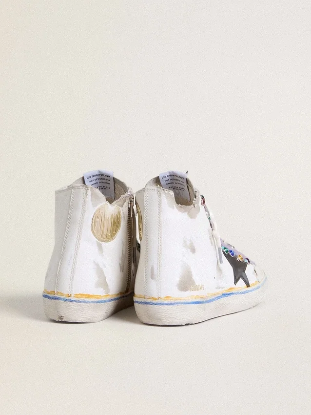 Adidași Francy Penstar LAB pentru femei, cu stea din piele neagră și ținte multicolore