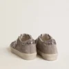 Adidași Hi Star pentru femei din piele de căprioară bej, cu stea din piele laminată și bandă strălucitoare pe călcâi