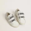 Adidași Junior Old School cu bandă la călcâi și curele cu cristale Swarovski argintii