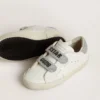 Adidași Junior Old School cu bandă la călcâi și curele cu cristale Swarovski argintii