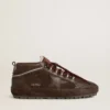 Adidași Mid Star pentru bărbați, din piele de căprioară maro, cu stea din piele și bandă de căprioară la călcâi