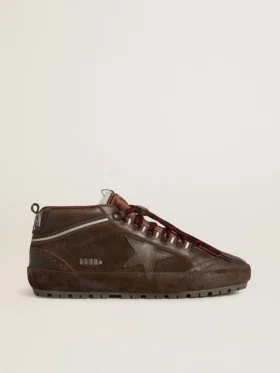 Adidași Mid Star pentru bărbați, din piele de căprioară maro, cu stea din piele și bandă de căprioară la călcâi