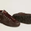 Adidași Mid Star pentru bărbați, din piele de căprioară maro, cu stea din piele și bandă de căprioară la călcâi