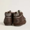 Adidași Mid Star pentru bărbați, din piele de căprioară maro, cu stea din piele și bandă de căprioară la călcâi