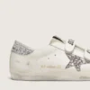 Adidași Old School pentru femei, cu stea argintie cu sclipici și limbă din piele de căprioară gri gheață