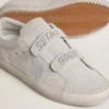 Adidași Old School pentru femei din piele de căprioară gri deschis, cu o stea din piele cu micro-sclipici