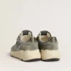 Adidași pentru bărbați cu Running Sole din nailon albastru deschis, cu stea neagră și bandă de călcâi din piele verde