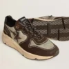 Adidași pentru bărbați cu Running Sole din nailon și piele de căprioară, cu stea imprimată și bandă din piele la călcâi