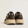 Adidași pentru bărbați cu Running Sole din nailon și piele de căprioară, cu stea imprimată și bandă din piele la călcâi