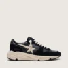 Adidași pentru bărbați cu Running Sole din piele nappa neagră și piele de căprioară, cu o stea albă