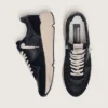 Adidași pentru bărbați cu Running Sole din piele nappa neagră și piele de căprioară, cu o stea albă