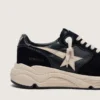Adidași pentru bărbați cu Running Sole din piele nappa neagră și piele de căprioară, cu o stea albă