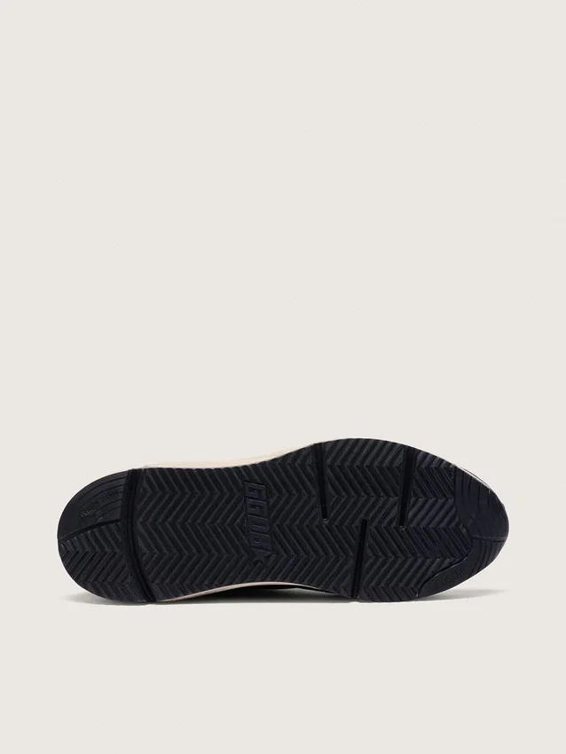 Adidași pentru bărbați cu Running Sole din piele nappa neagră și piele de căprioară, cu o stea albă