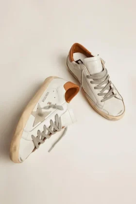 Adidași Super-Star pentru bărbați, cu stea din piele de căprioară și bandă maro pe călcâi