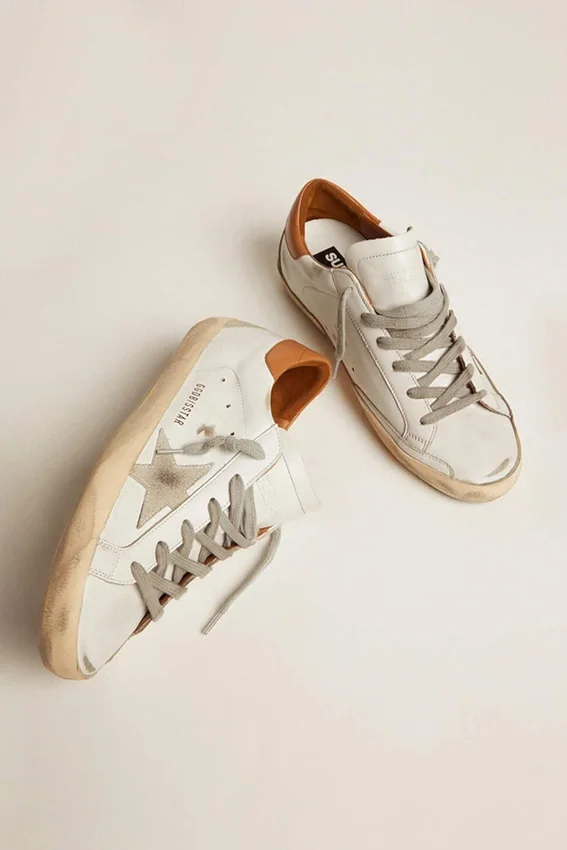 Adidași Super-Star pentru bărbați, cu stea din piele de căprioară și bandă maro pe călcâi