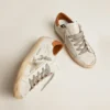 Adidași Super-Star pentru femei, cu stea din piele de căprioară și bandă maro la călcâi