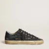 Adidași V-Star din denim albastru-închis, cu stea și vârf din piele neagră