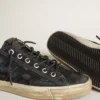 Adidași V-Star din denim albastru-închis, cu stea și vârf din piele neagră
