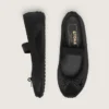 Balerini Étoile din satin negru, cu stea brodată neagră și bandă elastică