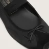 Balerini Étoile din satin negru, cu stea brodată neagră și bandă elastică