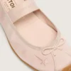 Balerini Étoile din satin roz pudră, cu stea brodată roz pudră și curea elastică
