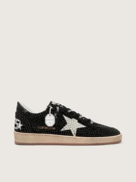 Ball Star din piele de căprioară neagră cu stea albă și cristale Swarovski