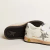 Ball Star Junior din piele nappa cu stea argintie cu sclipici și bandă la călcâi