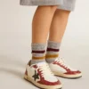 Ball Star Young din piele nappa, cu stea neagră și inserții din piele roșie