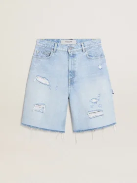 Bermude pentru femei din denim cu efect uzat